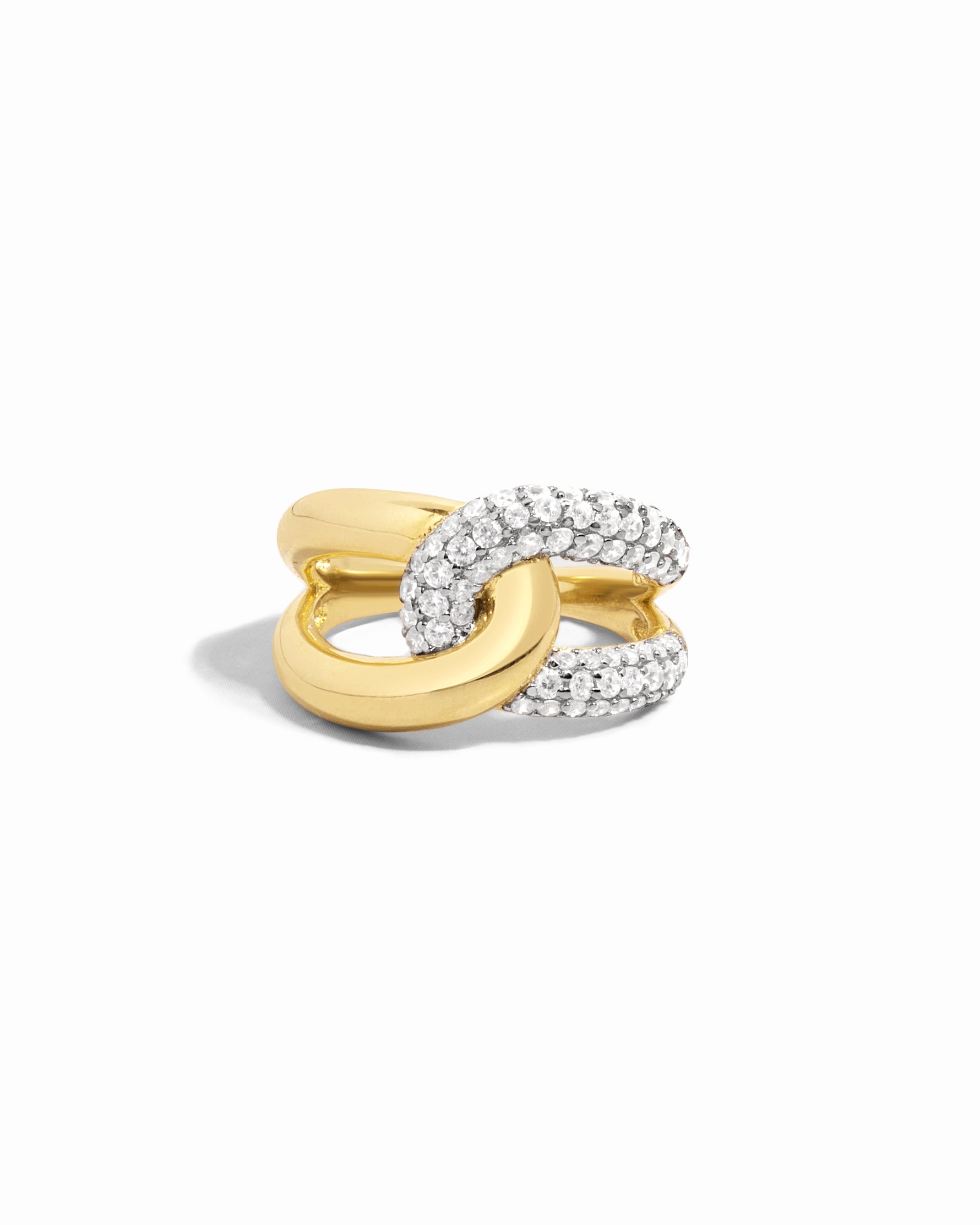 interlocking gold infinity ring with 925 sterling silver 