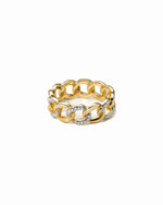 two tone pave chain link ring