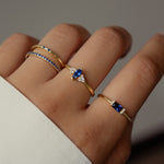 Sami Jewels sapphire simple baguette ring featuring a sleek sapphire gemstone set in a minimalist ring design.