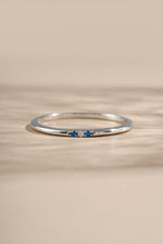 3 stone sapphire ring in sterling silver  front view