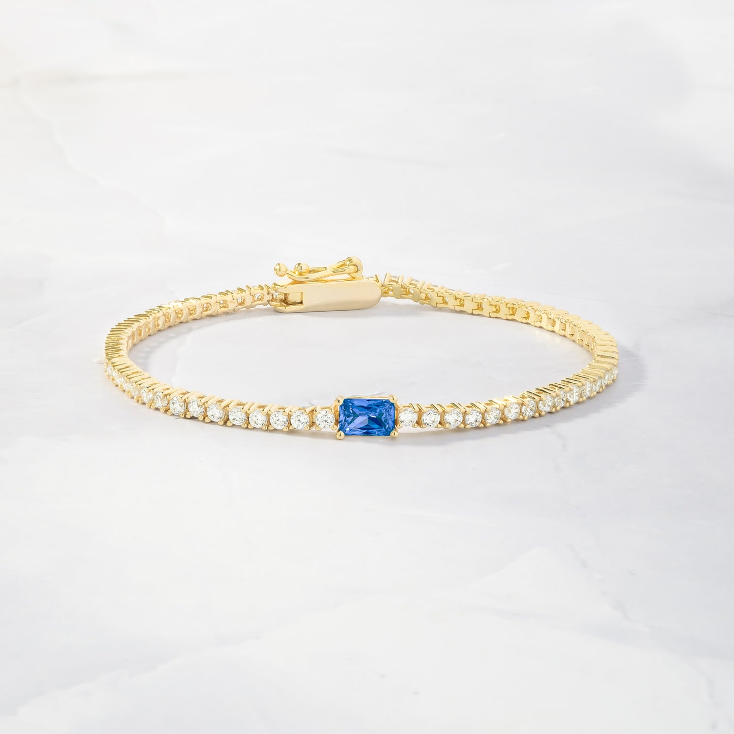 Tennis Bracelet with Sapphire Baguette Charm
