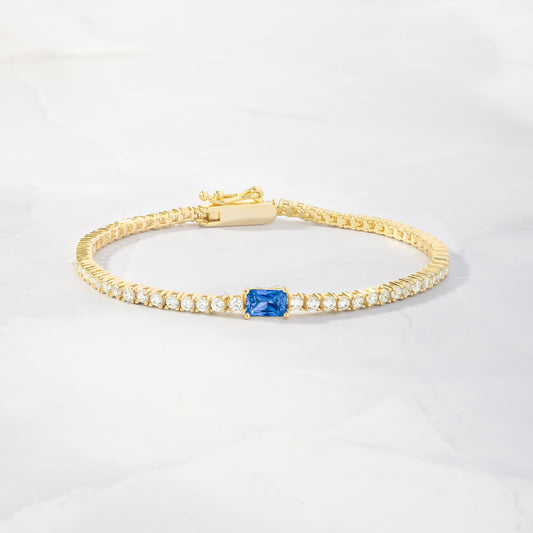 Tennis Bracelet with Sapphire Baguette Charm