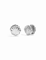 Silver SS Shell Earrings by Sami Jewels featuring sleek shell designs in stainless steel, waterproof and stylish jewelry accessory.