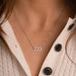 Spiritual gift for her, silver protection necklace with 222 angel number diamond pendant worn on model