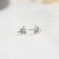 closeup image of silver diamond stud bee earrings