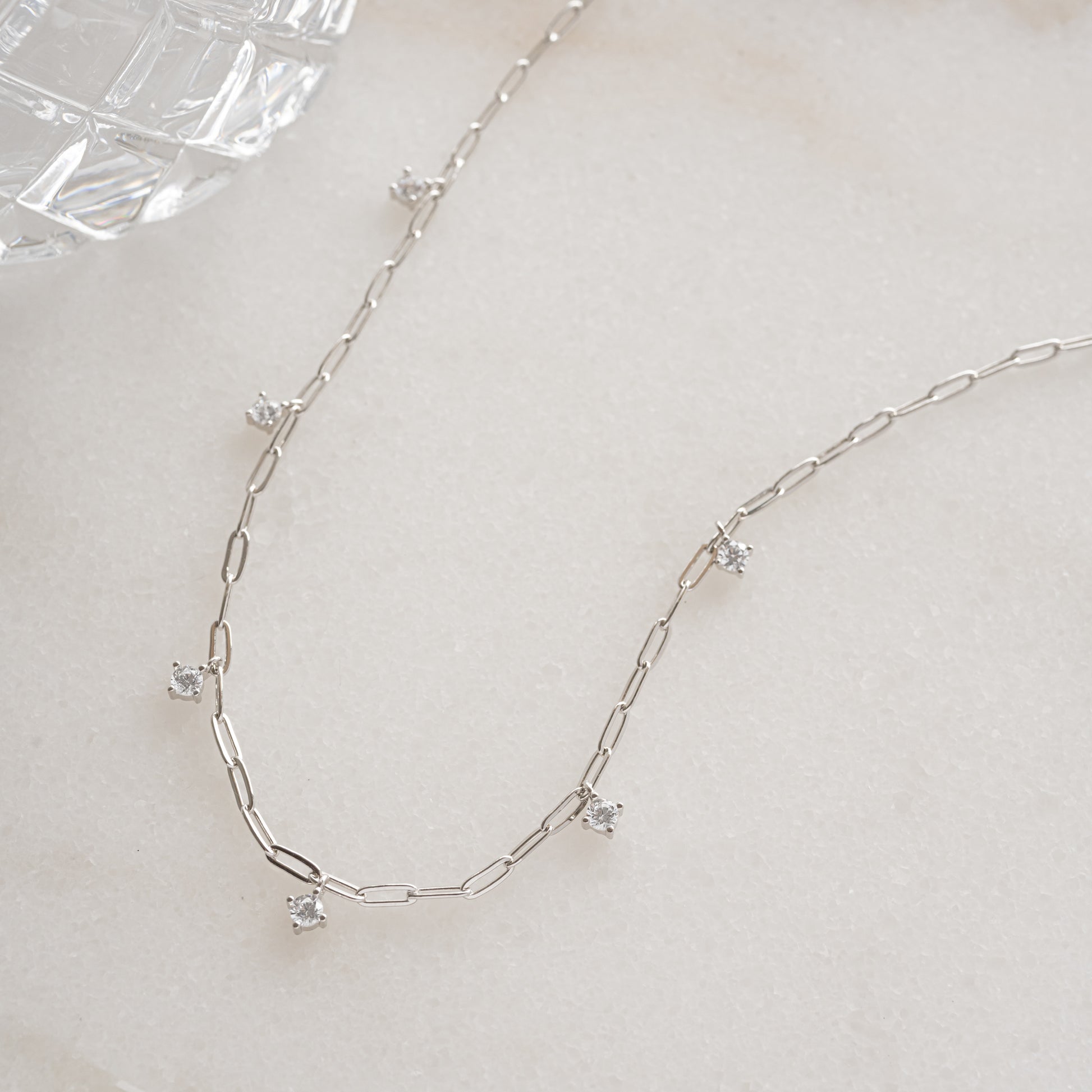 sterling silver paperclip chain with charms