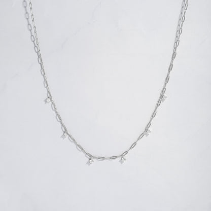 silver paperclip chain with diamond charms