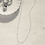 Minimalist dainty opal beaded necklace in Silver