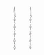 silver dangle earrings with cubic zirconia stones