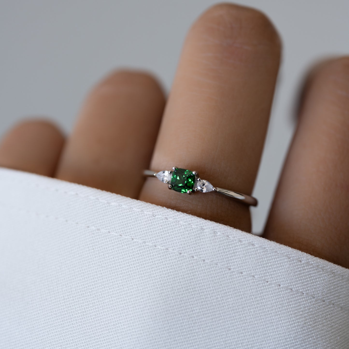 Emerald Cushion Ring