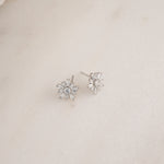 silver bridal earrings with a flower design