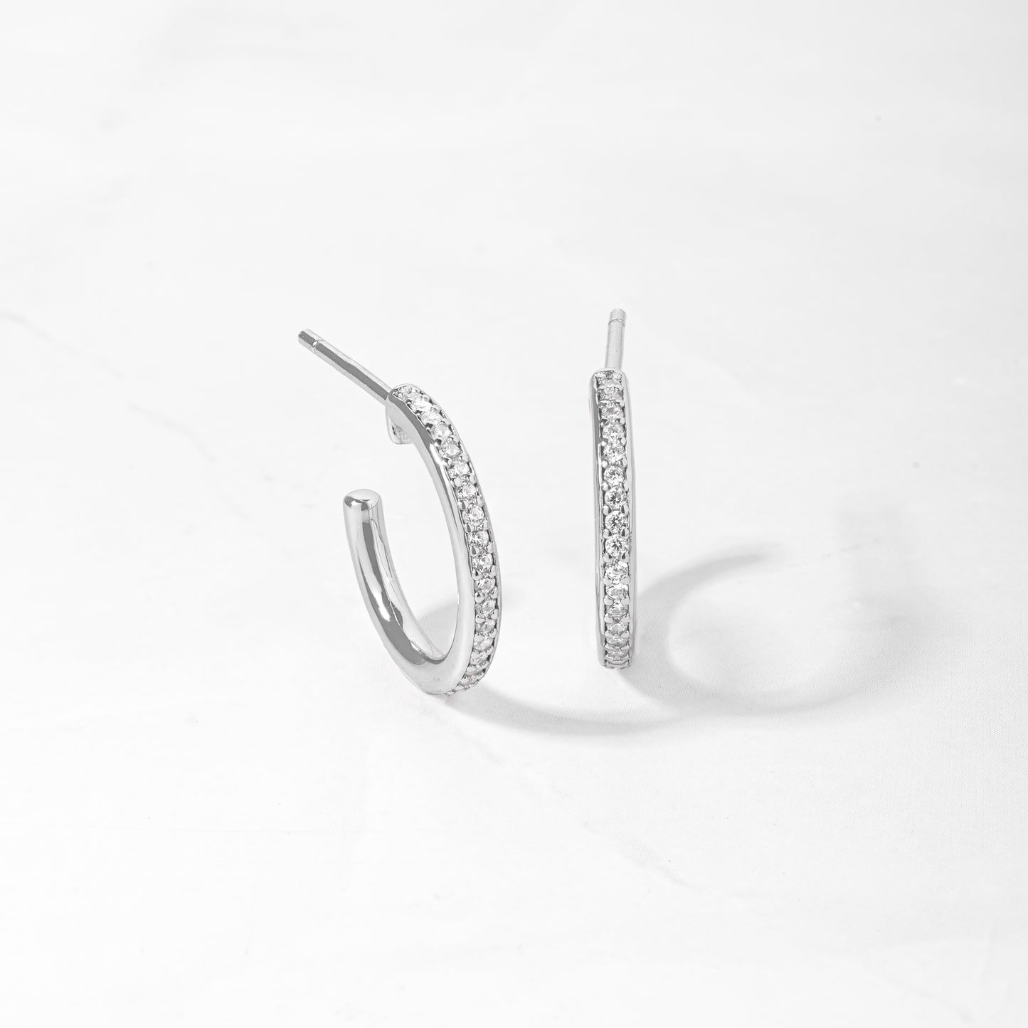 sterling silver diamond hoop earrings