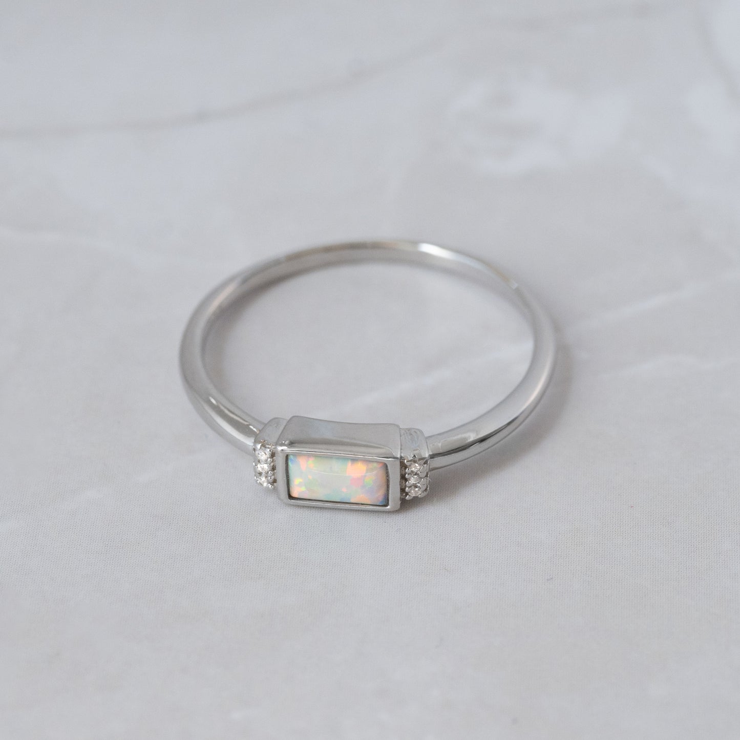 Bezel Baguette Opal Ring