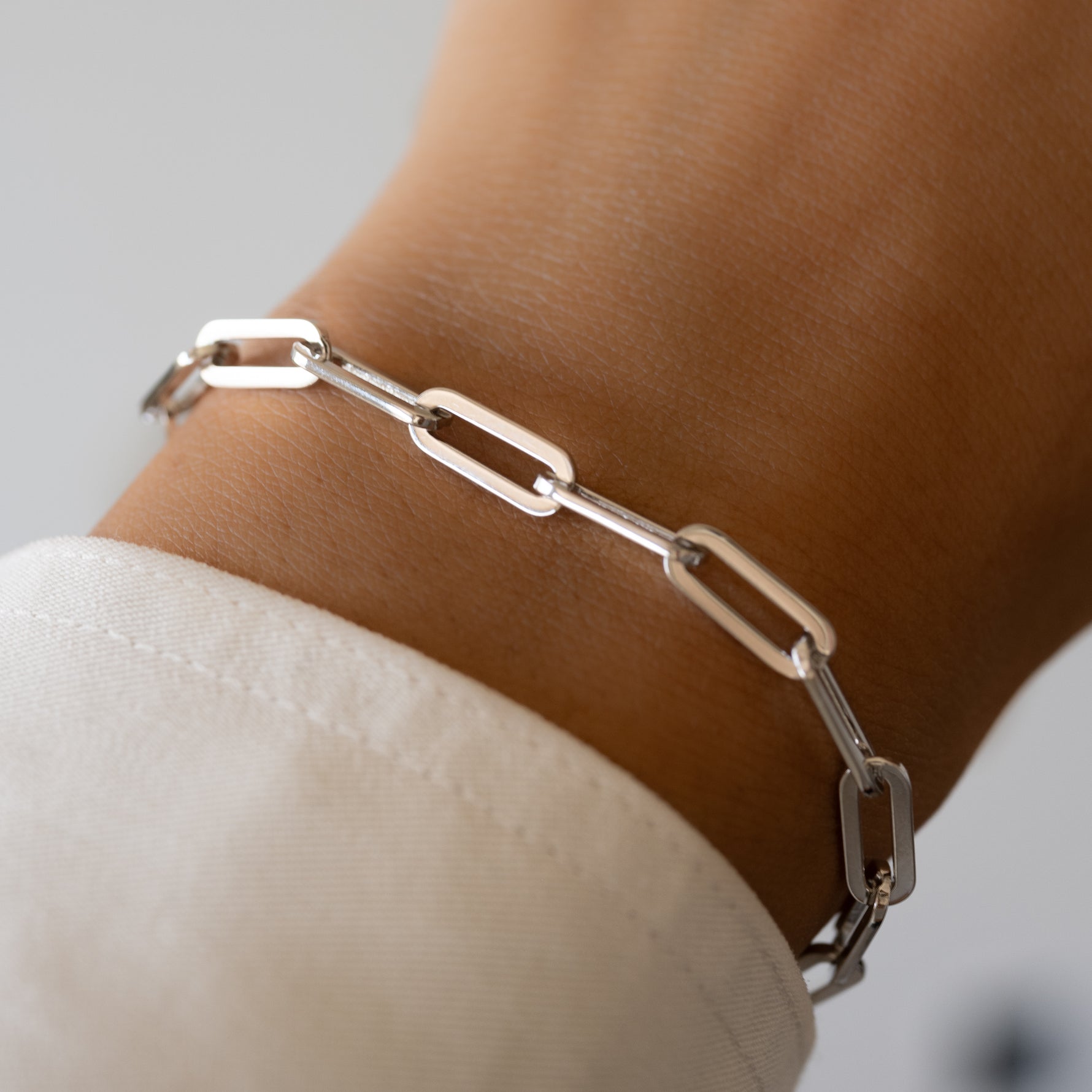 silver paperclip chain link bracelet