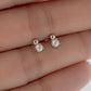 silver dainty pearl stud earrings