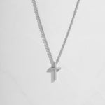 Sterling silver plain cross necklace for her, cross necklace for women on white background