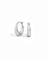 Pair of 925 sterling silver chunky hoop earrings on a white background