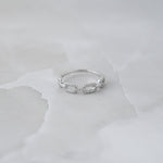 Sterling silver pave diamond chain link ring.