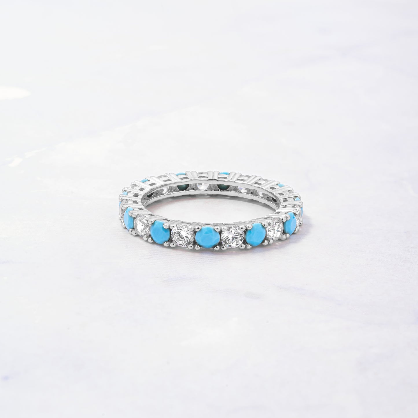 silver eternity turquoise ring