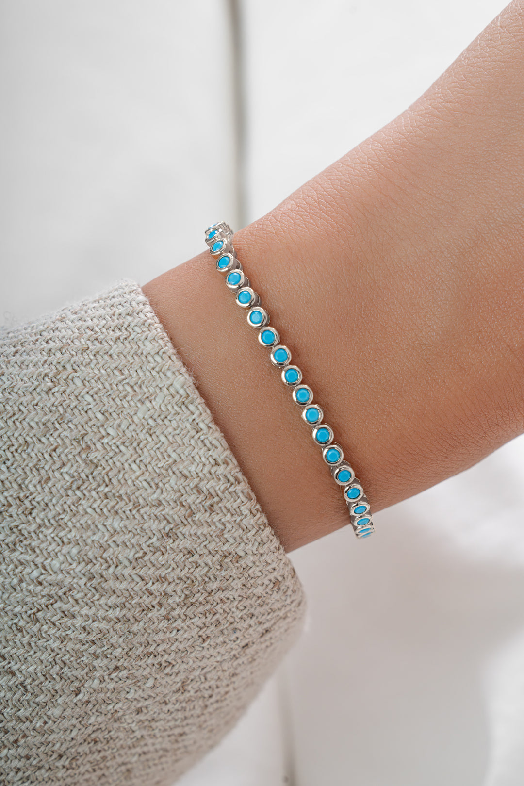 Turquoise Bezel Tennis Bracelet