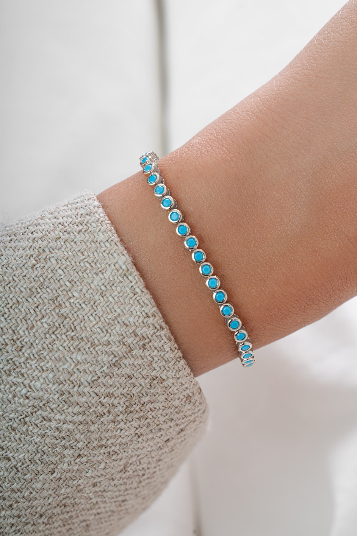 Turquoise Bezel Tennis Bracelet