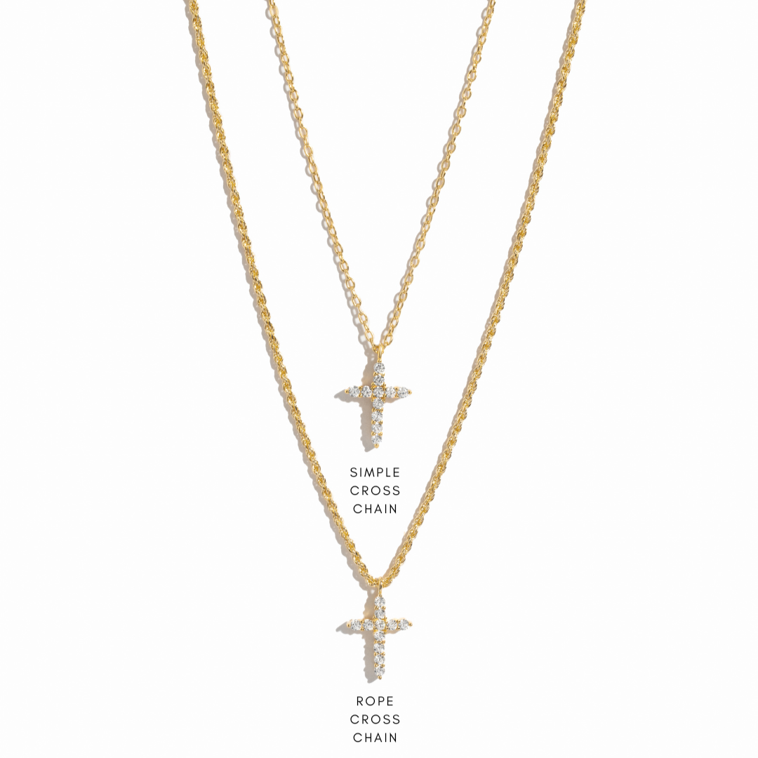 gold cz diamond cross necklace