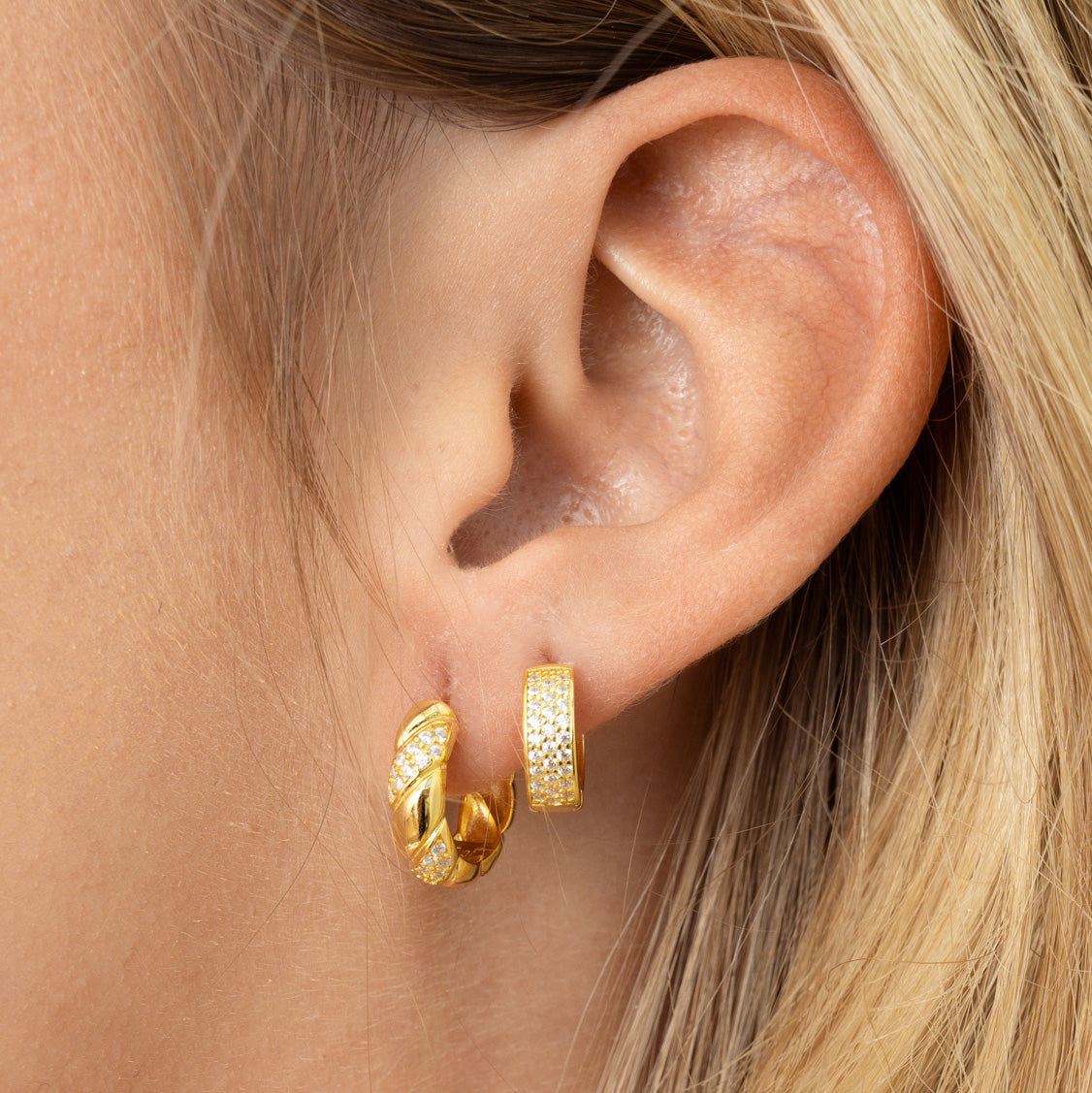 Studded Croissant Hoops