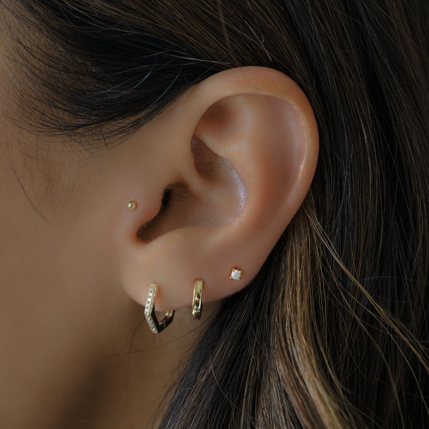 Geometric Huggie Hoop Earrings