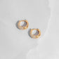 Small Pave Hoop Earrings on White background with gold plating