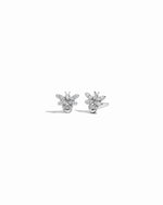 silver dainty bee earrings