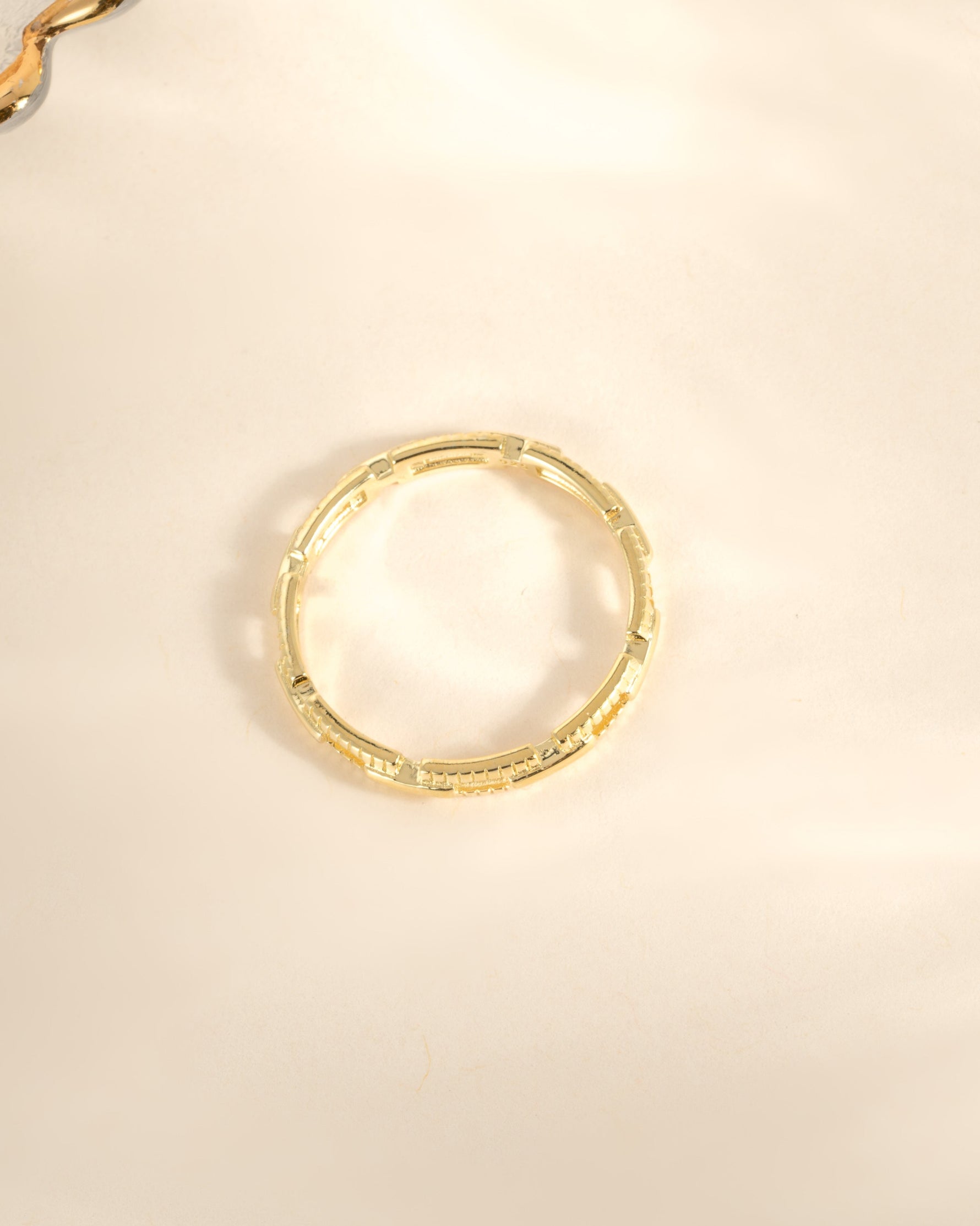 Gold Square Link Ring by Sami Jewels, top view showcasing sleek geometric design and polished finish.