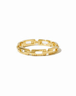 Gold square link ring by Sami Jewels, showcasing a sleek geometric design on a white background.