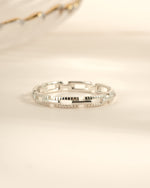 Sterling silver Square Link Ring by Sami Jewels showing a front view of the geometric square link design.
