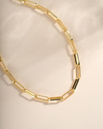 Gold Square Paperclip Necklace from Sami Jewels, close-up view showcasing the sleek, modern design of the jewelry piece.