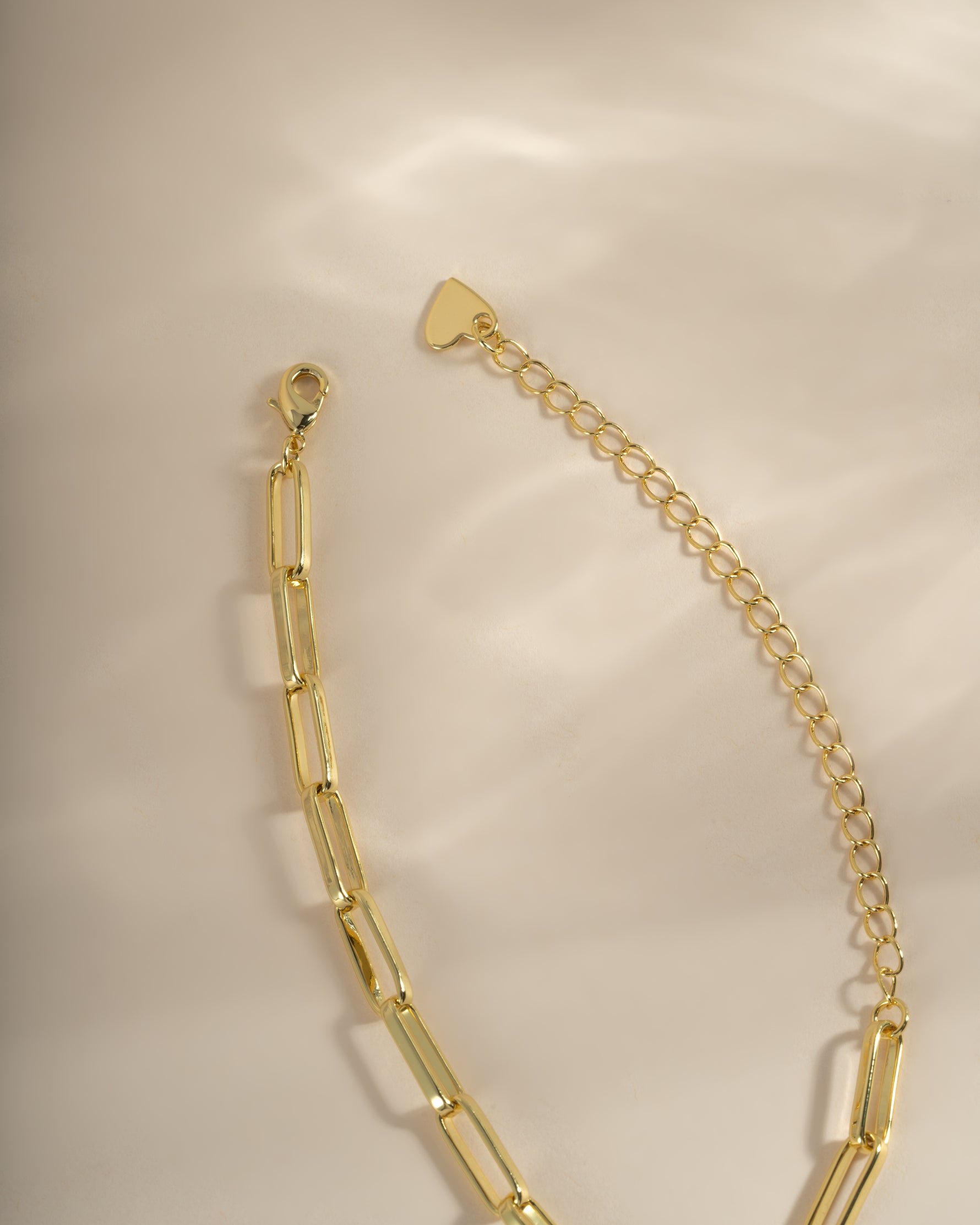 Gold Square Paperclip Necklace from Sami Jewels featuring a lobster clasp, modern minimalist jewelry for everyday wear.