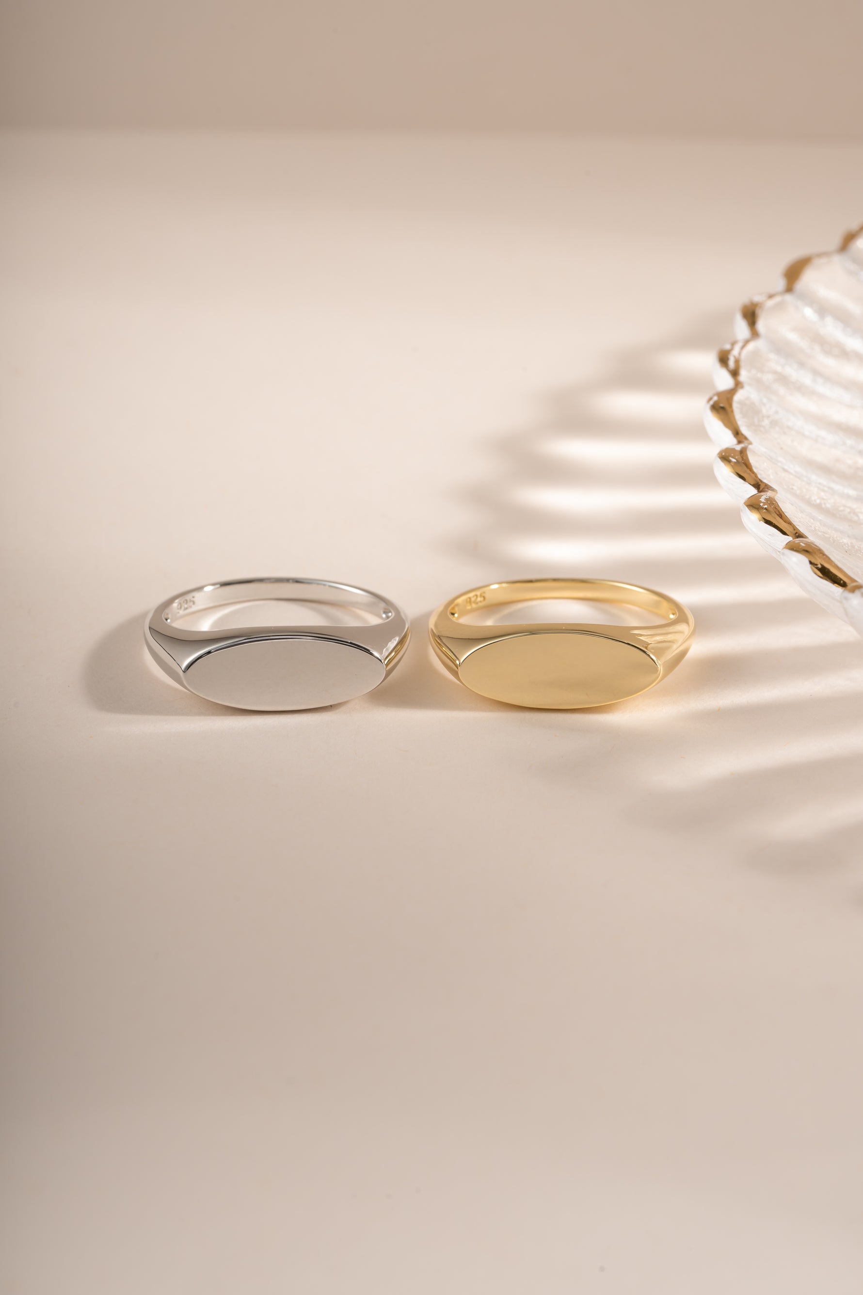 Gold and sterling silver square signet ring by Sami Jewels, featuring a bold geometric design.