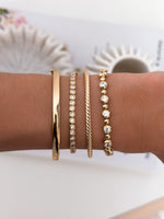 Gold Chloe Tennis Bracelet by Sami Jewels, featuring a sleek square tennis bracelet design for elegant wrist styling.