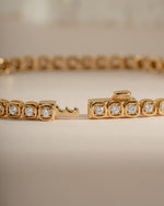 Gold Chloe Tennis Bracelet by Sami Jewels featuring a sleek square-tennis design with polished links.