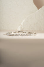 Silver Chloe Tennis Bracelet by Sami Jewels, featuring a sleek square-link design for a stylish, elegant look.