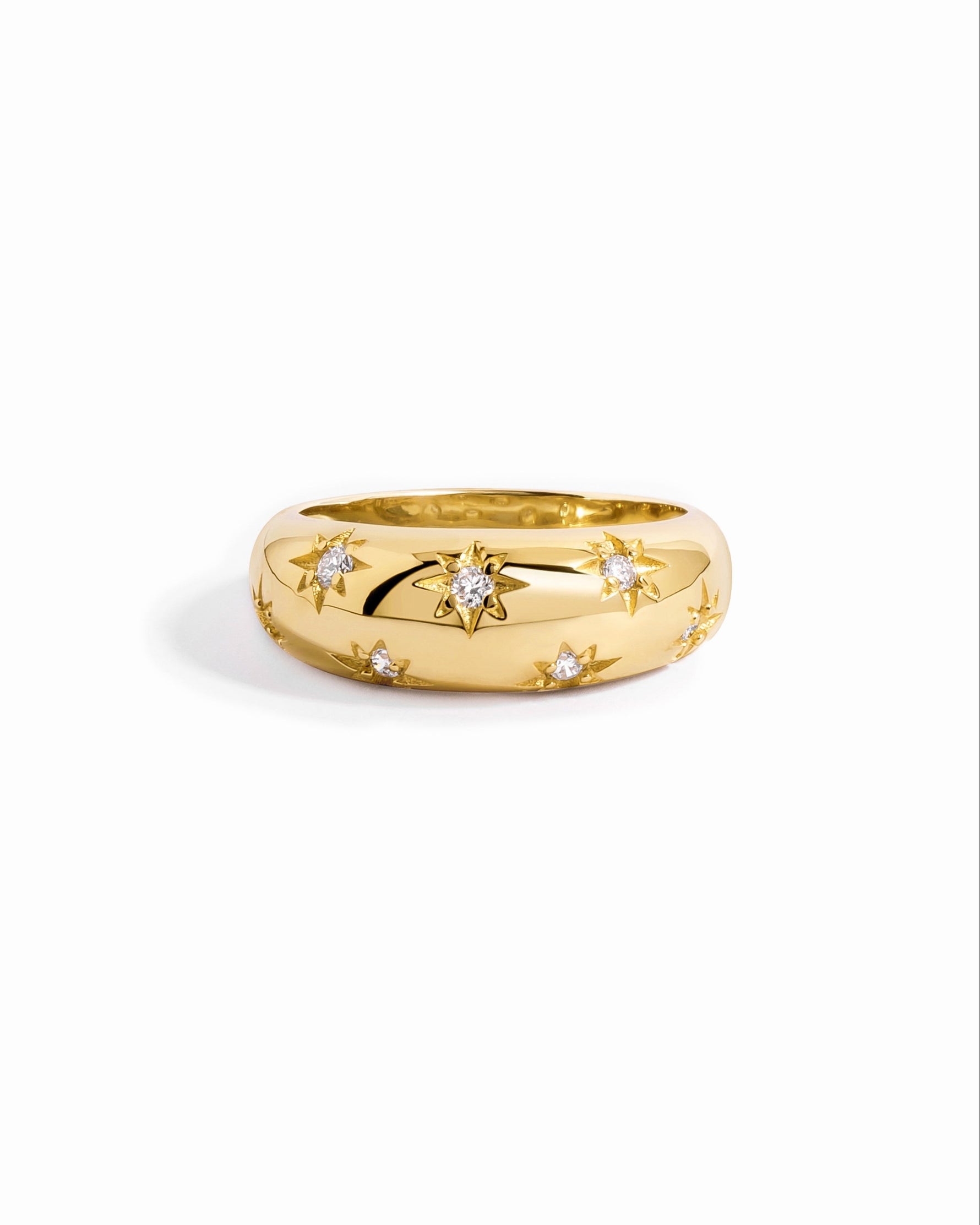 Sami Jewels Star Dome Ring in gold featuring a unique dome design, set against a clean white background.