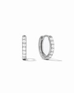 sterling silver 10mm diamond huggie hoop earring white background