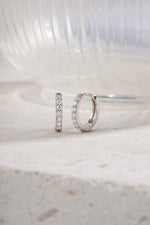 sterling silver 10mm diamond studded huggie hoops angle 