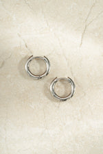 sterling silver 10mm hoop earrings closeup profile view