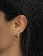 sterling silver 13mm studded huggie earring stack model image