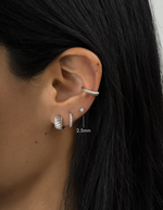 sterling silver 2.5mm diamond stud earring stack on womens ear