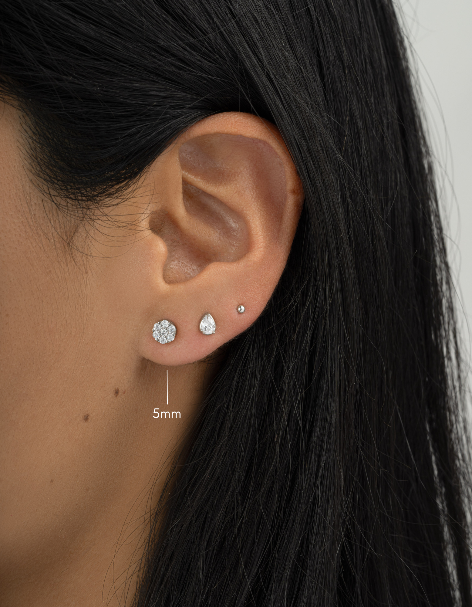 sterling silver 5mm diamond cluster studs model