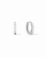 sterling silver 7mm diamond huggie hoop earring white background