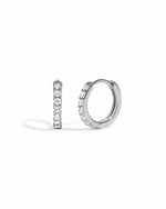 sterling silver  8mm diamond huggie hoop on a white background