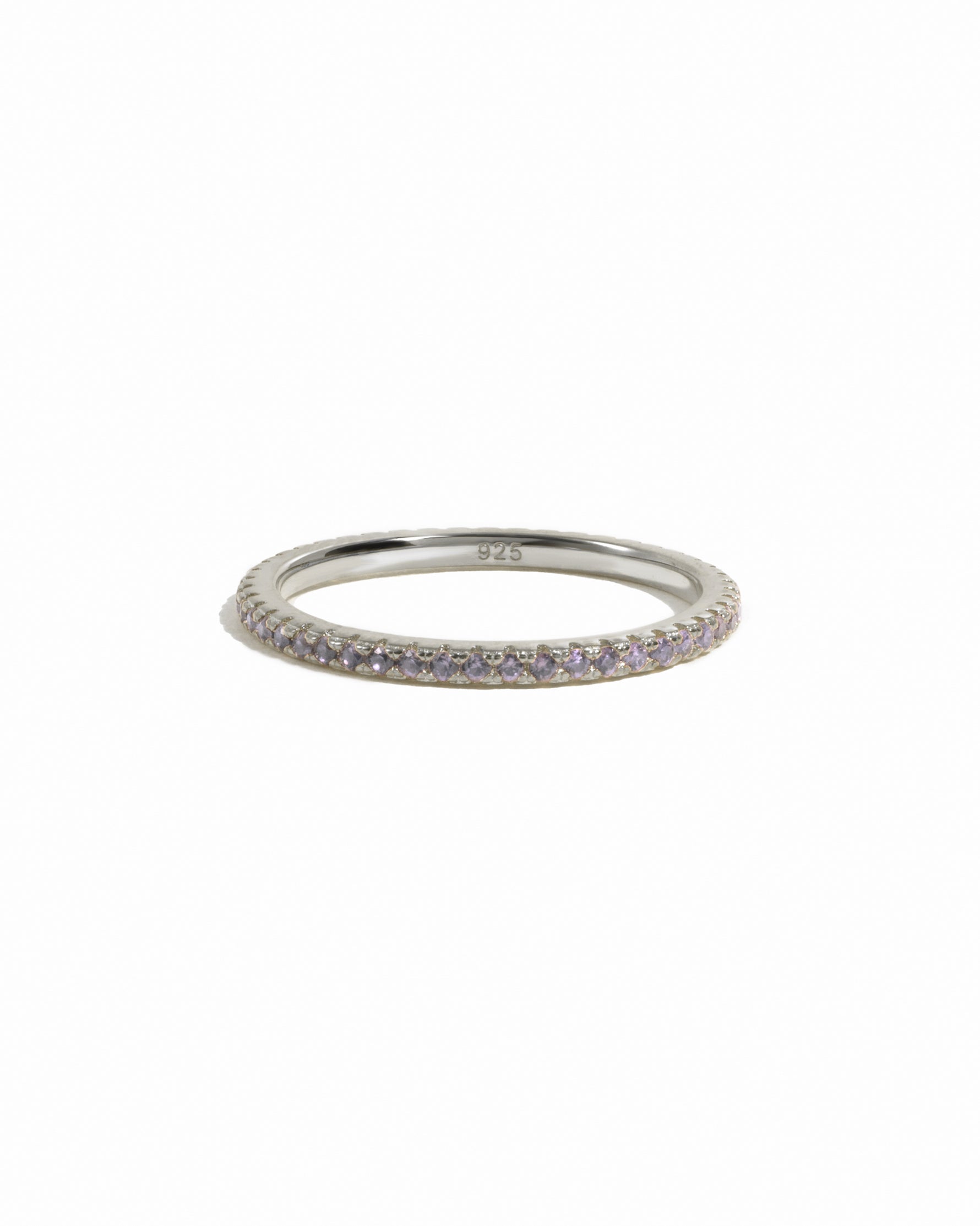 sterling silver alexandrite eternity ring white background
