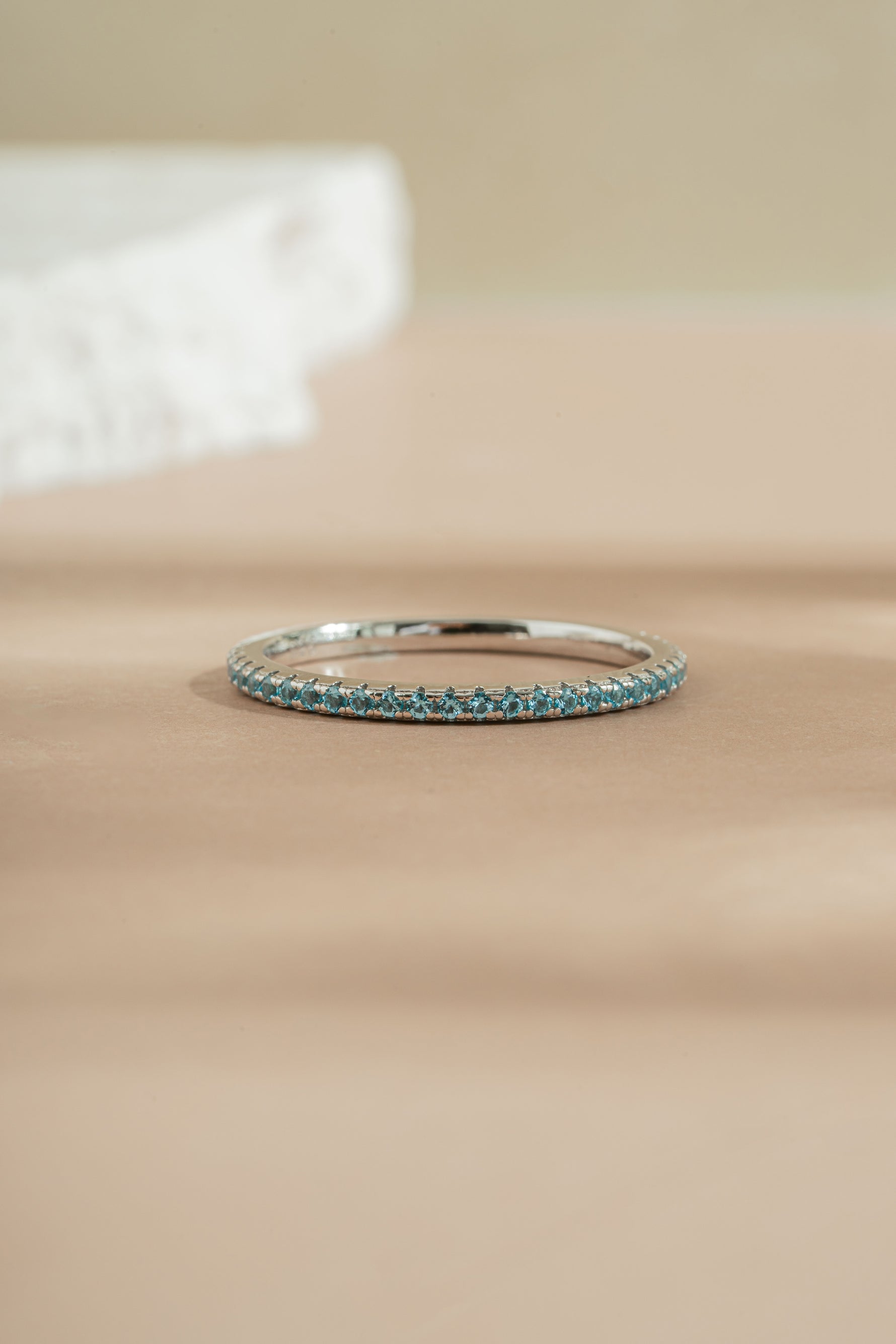 sterling silver aquamarine birthstone eternity front view 